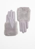 Other Stories Faux Fur Leather Gloves - Orange