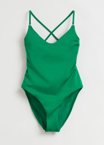 Other Stories Strappy Tie Back Swimsuit - Green