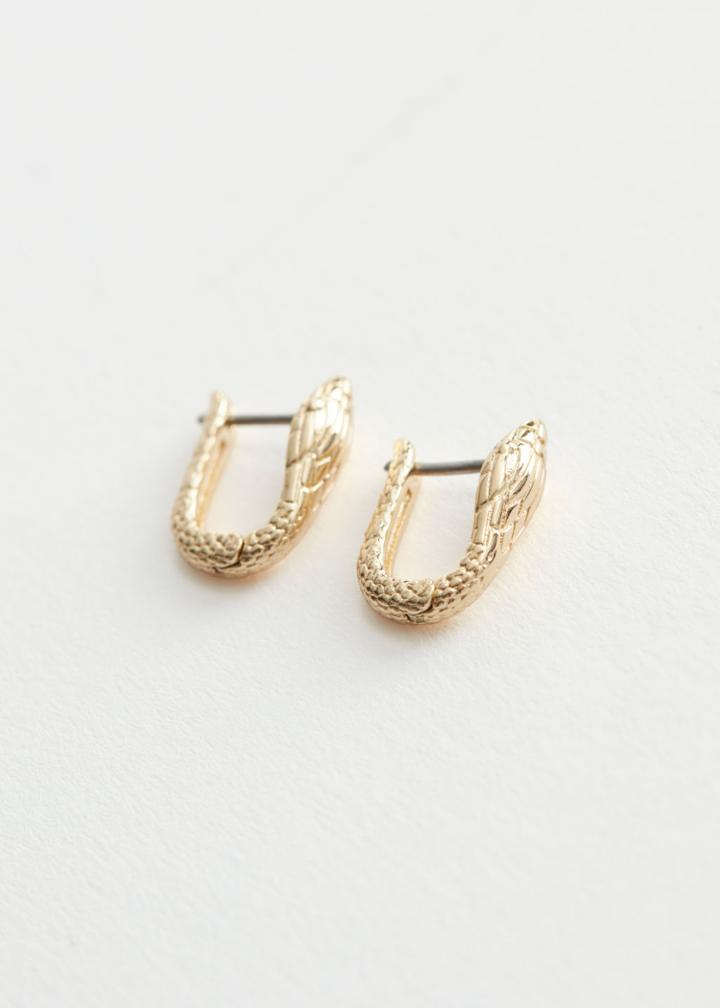 Other Stories Crafted Snake Hoop Earrings - Gold