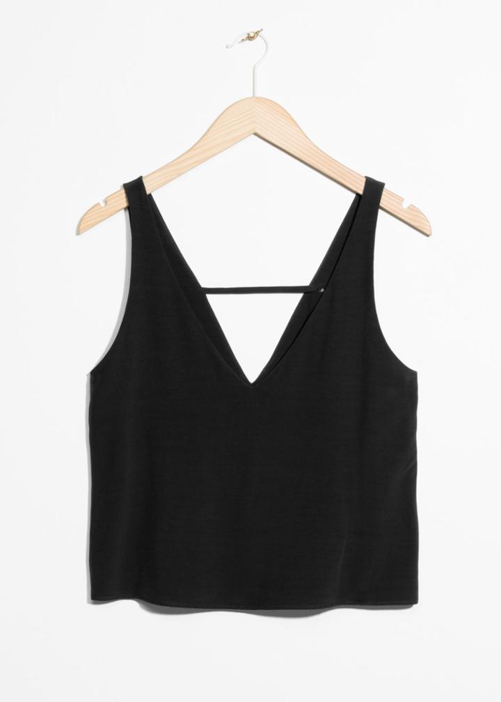 Other Stories V-neck Crop Top - Black
