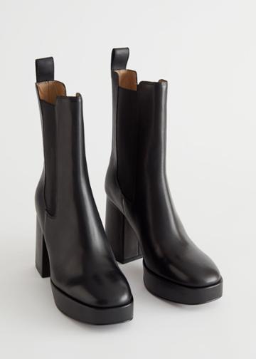 Other Stories Everyday Leather Platform Boots - Black