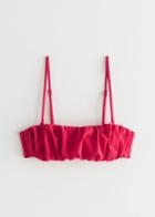 Other Stories Shirred Bandeau Bikini Top - Red