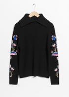 Other Stories Climbing Flower Embroidery Sweater - Black