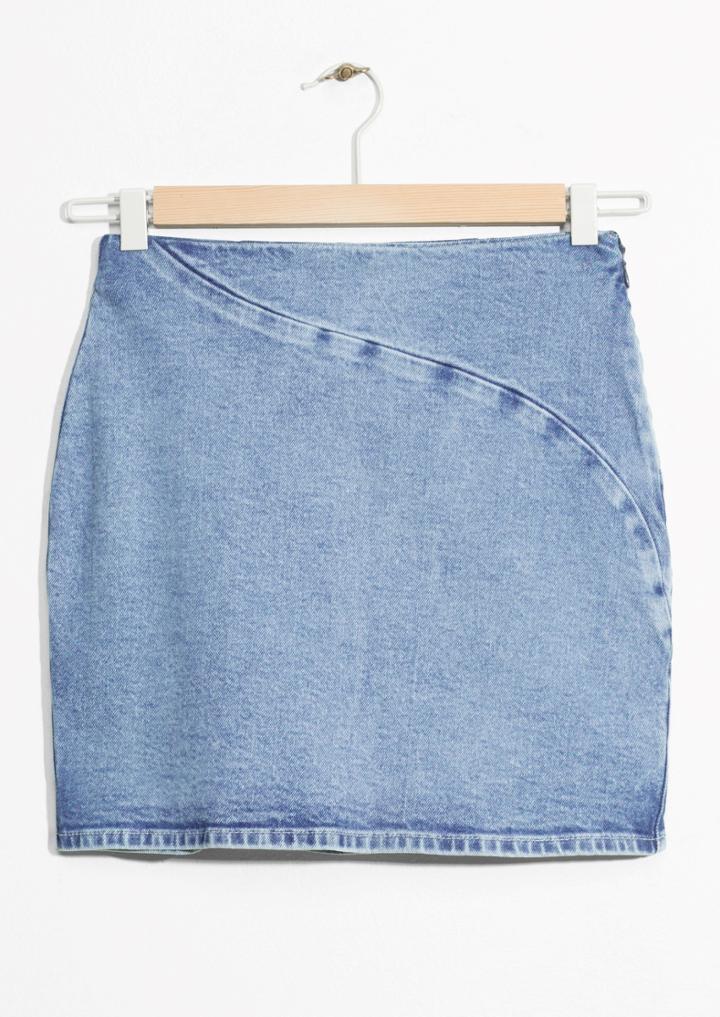 Other Stories Swirl Seam Denim Skirt