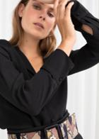 Other Stories V-neck Button Up Blouse - Black