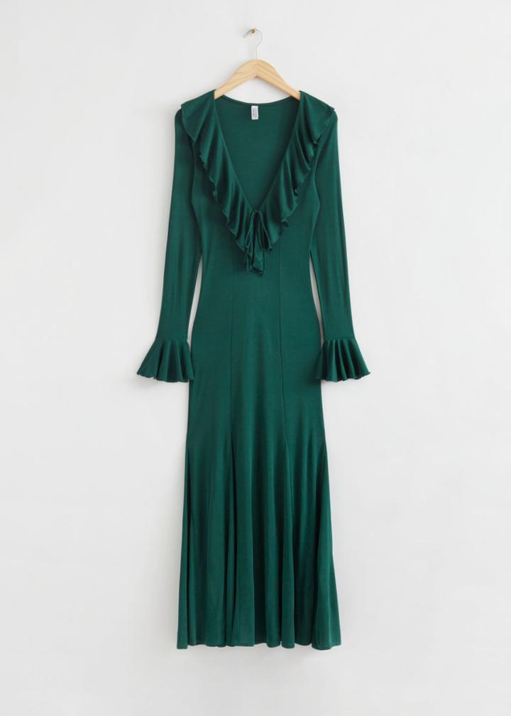 Other Stories Frilled Bell-shaped Dress - Green