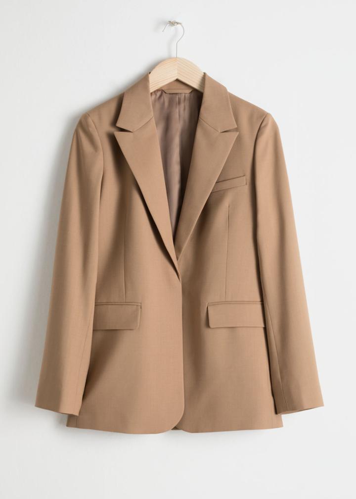 Other Stories Wool Blend Tailored Blazer - Beige