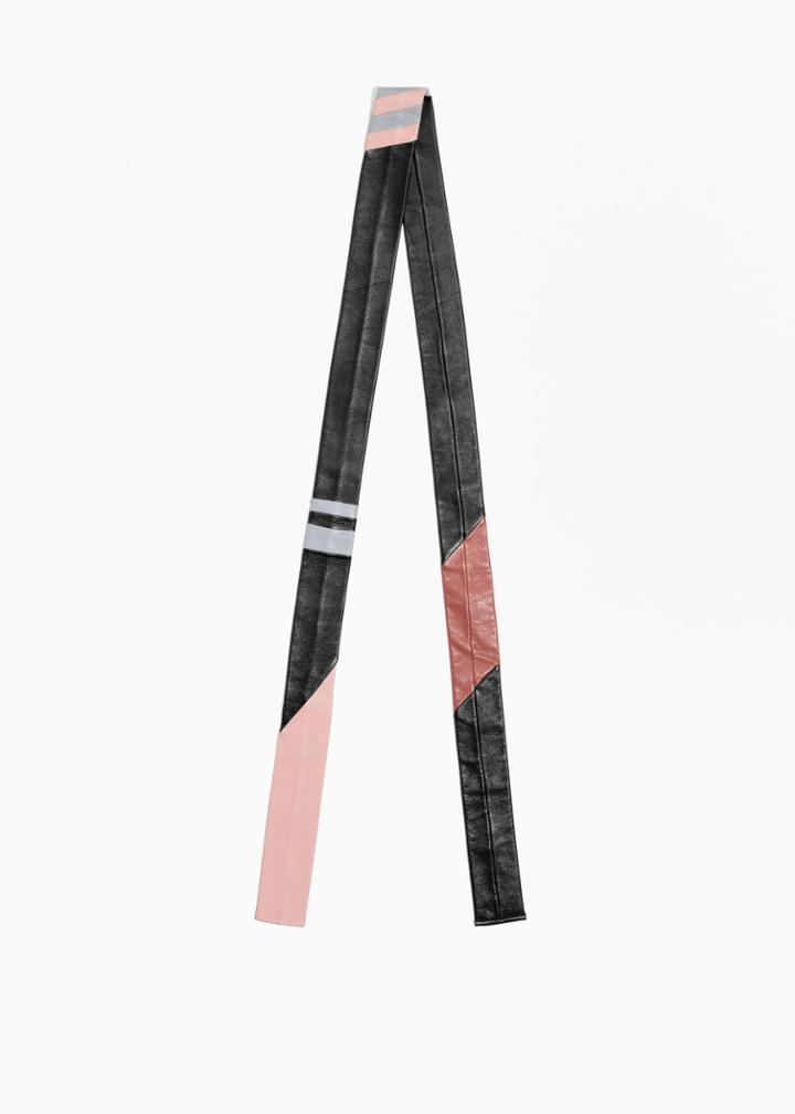 Other Stories Leather Tie Scarf - Black