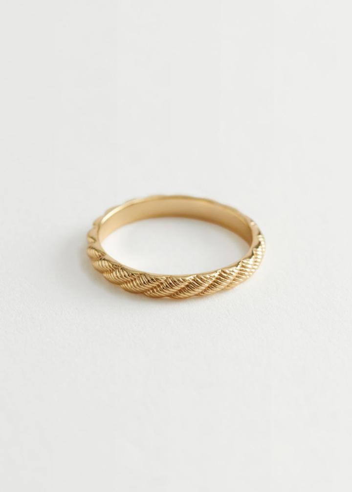 Other Stories Braided Sterling Silver Ring - Gold