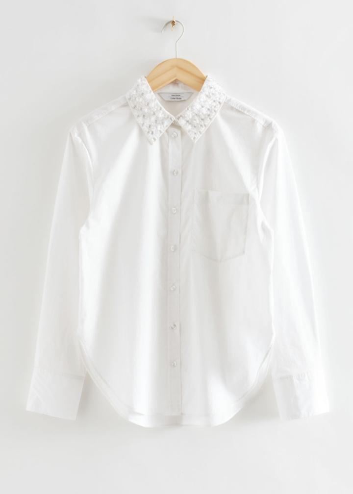 Other Stories Gemstone Embellished Shirt - White