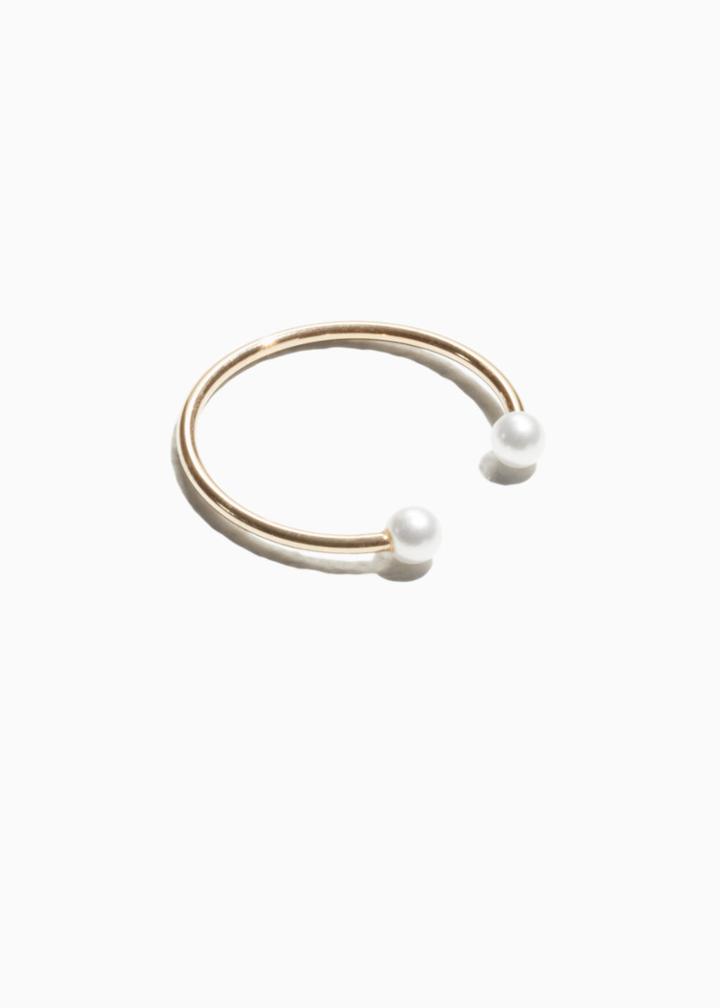 Other Stories Open Pearl Stone Ring - White