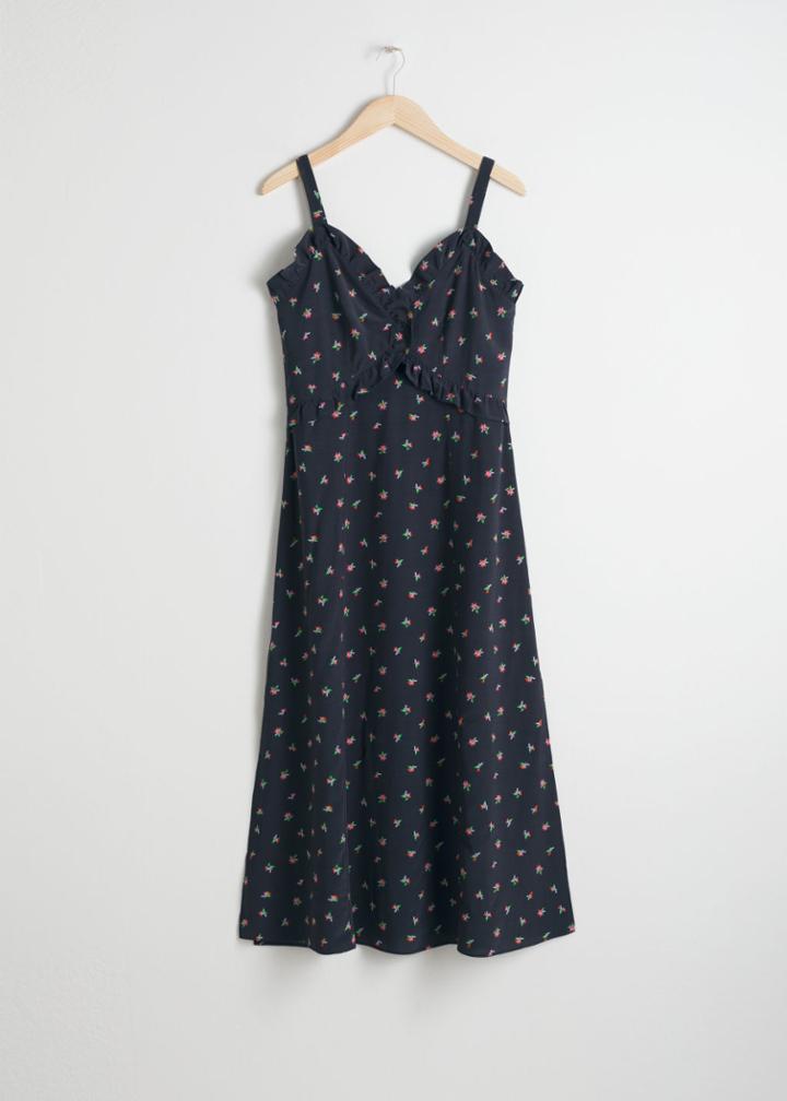 Other Stories Sweetheart Ruffle Midi Dress - Blue