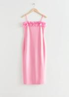 Other Stories Organza-trim Midi Dress - Pink