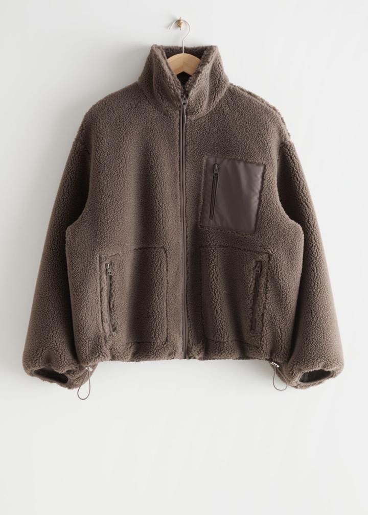 Other Stories Boxy Pile Jacket - Beige