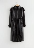 Other Stories Oversized Leather Trench Coat - Black