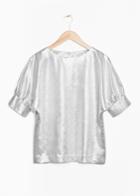 Other Stories Metallic Puff Blouse - Silver