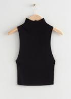 Other Stories Sleeveless Knit Crop Top - Black
