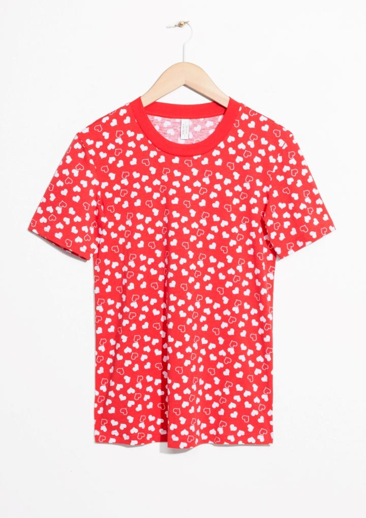 Other Stories Heart Print Cotton T-shirt