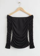 Other Stories Off Shoulder Rouched Top - Black