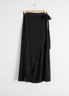 Other Stories Asymmetric Wrap Midi Skirt - Black