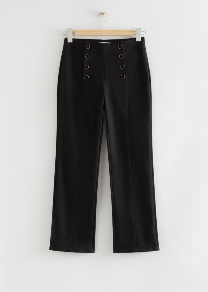 Other Stories Front Buttoned Slim-fit Trousers - Black