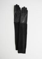 Other Stories Long Knitted Leather Gloves - Black