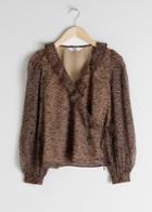 Other Stories Sheer Floral Wrap Blouse - Brown