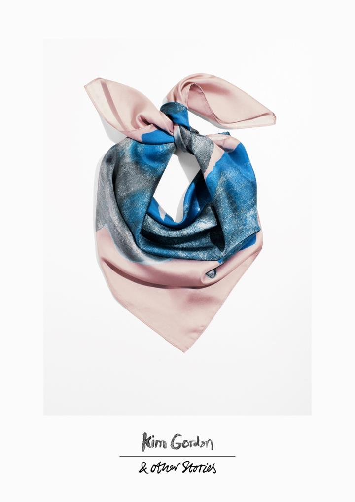Other Stories Kim Gordon Metallic Abstract Motif Large Silk Scarf