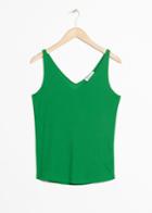 Other Stories Ribbed V-neck Top - Green