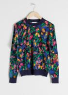 Other Stories Floral Cotton Knit Sweater - Blue
