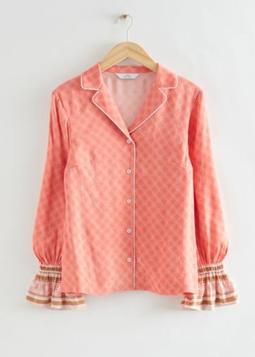 Other Stories Relaxed Satin Printed Pyjama Top - Orange