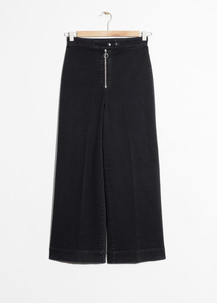 Other Stories Faded Denim Culottes - Black