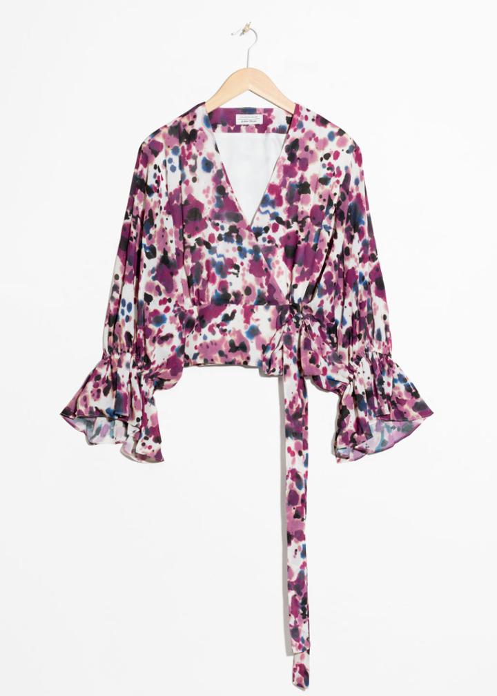 Other Stories Bell Sleeve Wrap Blouse - Pink