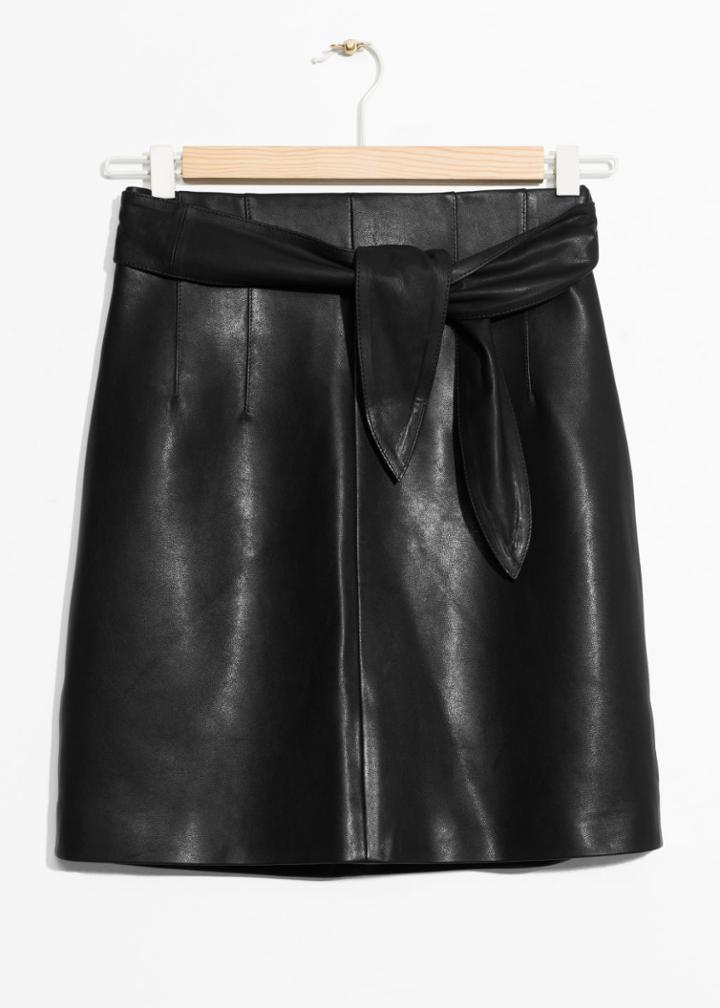 Other Stories Belted Leather Skirt - Black