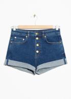 Other Stories Button-down Denim Shorts - Blue