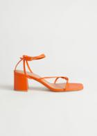Other Stories Strappy Heeled Leather Sandals - Orange