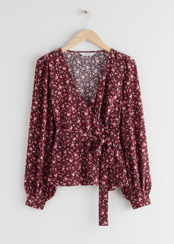 Other Stories Relaxed Sleeve Wrap Top - Red