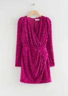 Other Stories Sequin Wrap Mini Dress - Pink