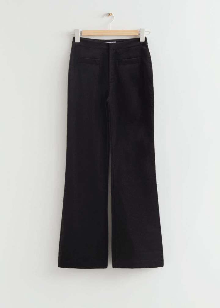 Other Stories Velvet Flared Trousers - Black