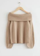 Other Stories Chunky Off Shoulder Wool Sweater - Beige
