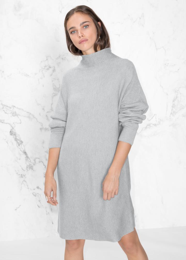 Other Stories Mock Neck Sweater Dress - Grey