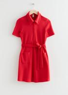 Other Stories Collared Belted Mini Dress - Red