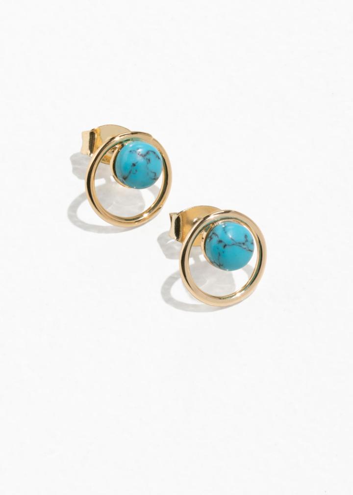 Other Stories Bead Circle Studs - Turquoise