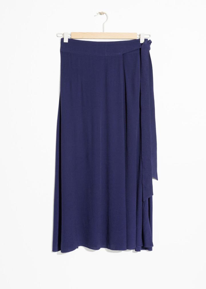 Other Stories Belted Midi Skirt - Blue