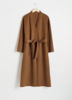 Other Stories Belted Wool Blend Coat - Beige