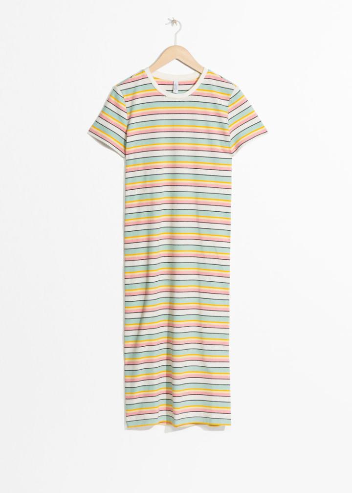 Other Stories Striped Midi Shirt Dress - White
