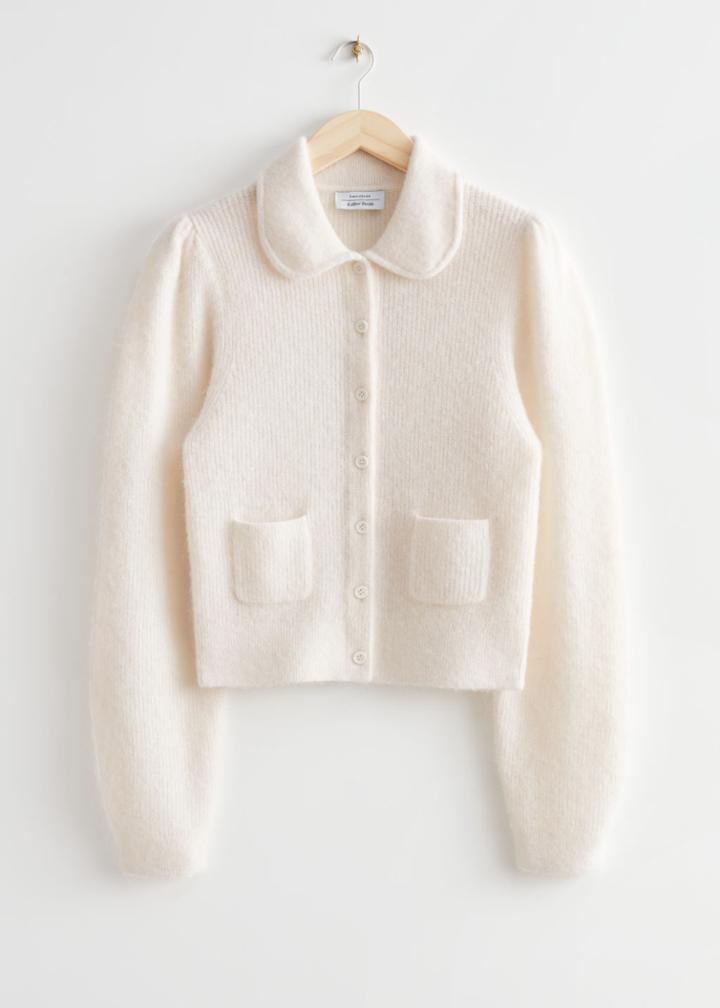 Other Stories Collared Knit Cardigan - White