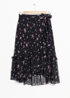 Other Stories Floral Ruffle Midi Skirt - Black
