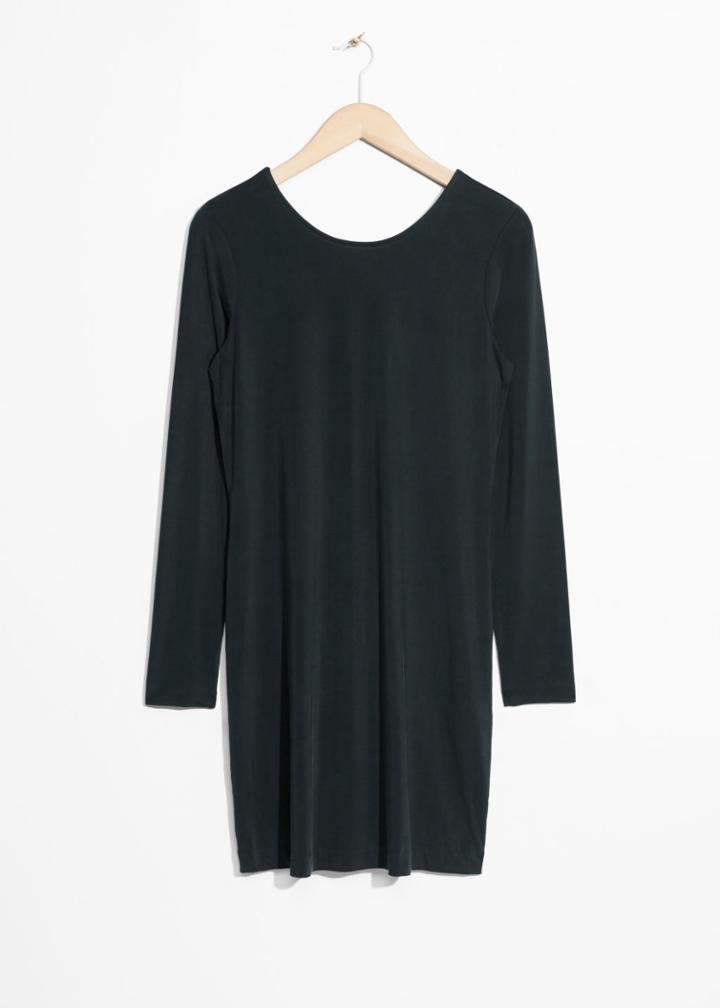 Other Stories Open Back Dress With Cross Strap - Black