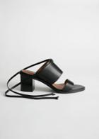 Other Stories Lace Up Leather Mule Sandals - Black